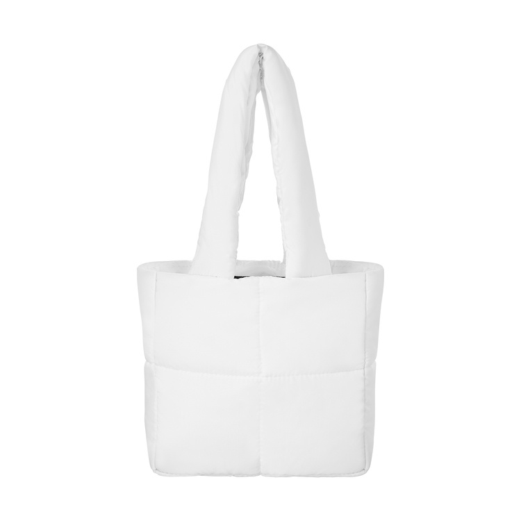 Túi xách nylon màu trắng, xanh coban size nhỏ, là min – MINI PUFFER BAG – WHITE/COBAN
