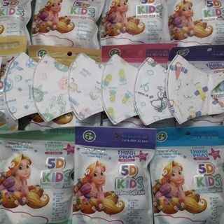 COMBO 50 Khẩu trang 5D kids  dành cho bé 2- 8 tuổi ,hộp 10 cái