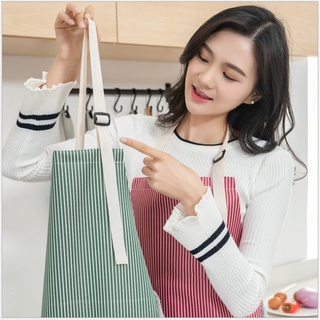 Tạp Dề Kẻ Phong Cách Hàn Quốc Có Khăn Lau Tay Bên Hông, Tạp Dề Chống Thấm Nước 88207
