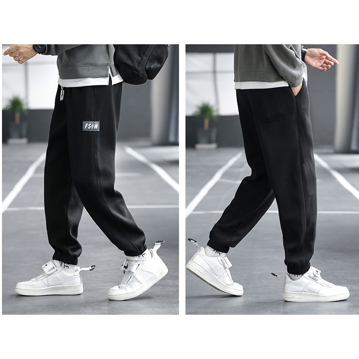 Quần dài Jogger nam thể thao nam in logo FSM chữ đơn giản chất vải nỉ da cá 100 cotton HappyFamily