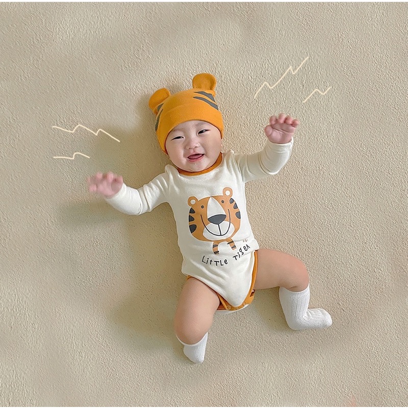 [ HÀNG SẴN] Body chip tiểu hổ dài tay kèm mũ cho bé