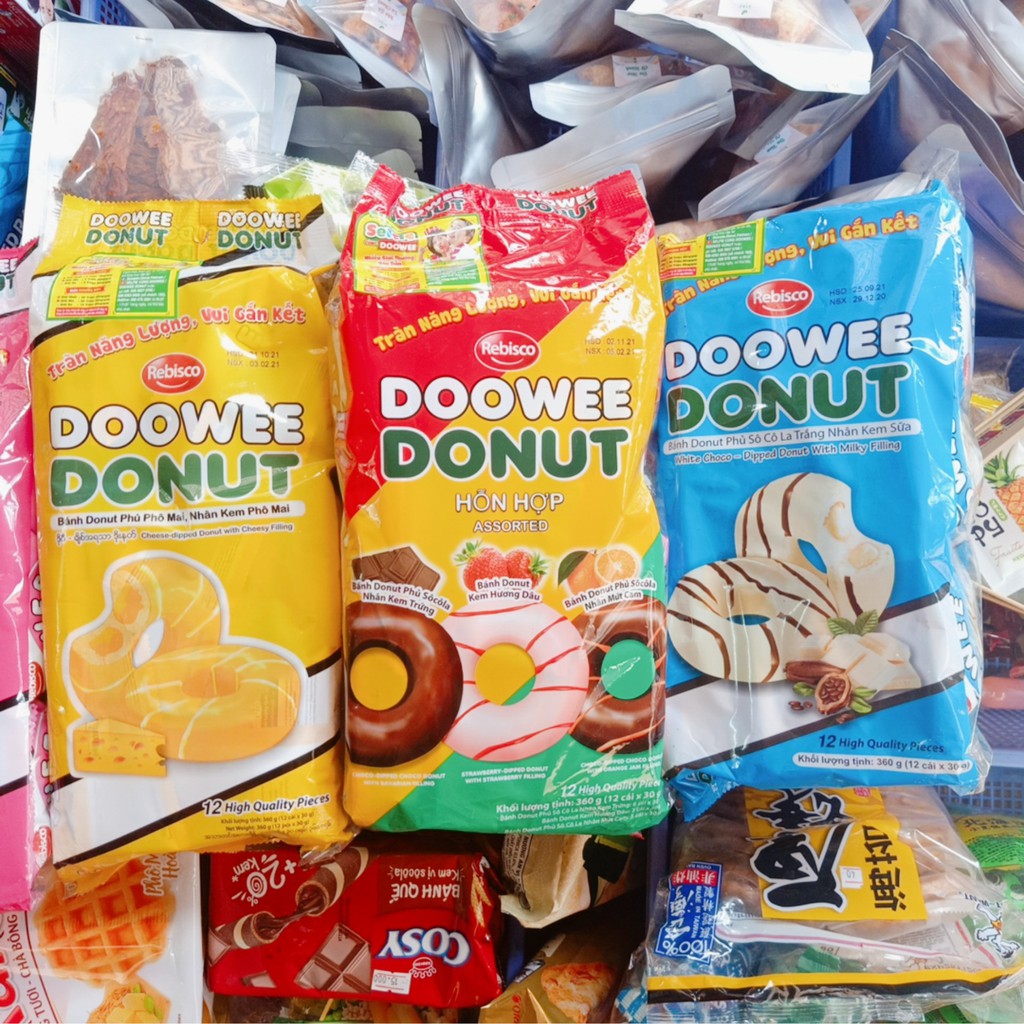 Bánh Donut Doowee Kem Đủ Hương Vị Gói 12 Cái 360g | Shopee Việt Nam