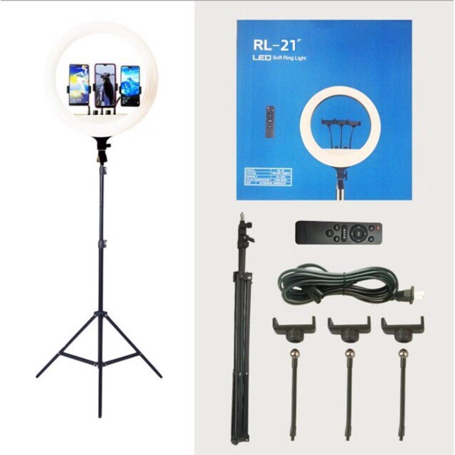 Bộ Đèn Livestream RL21 Size 54cm + Chân Đèn + Kẹp Điện Thoại - Cực Chắc Chắn- Hỗ trợ Makeup Quay Video