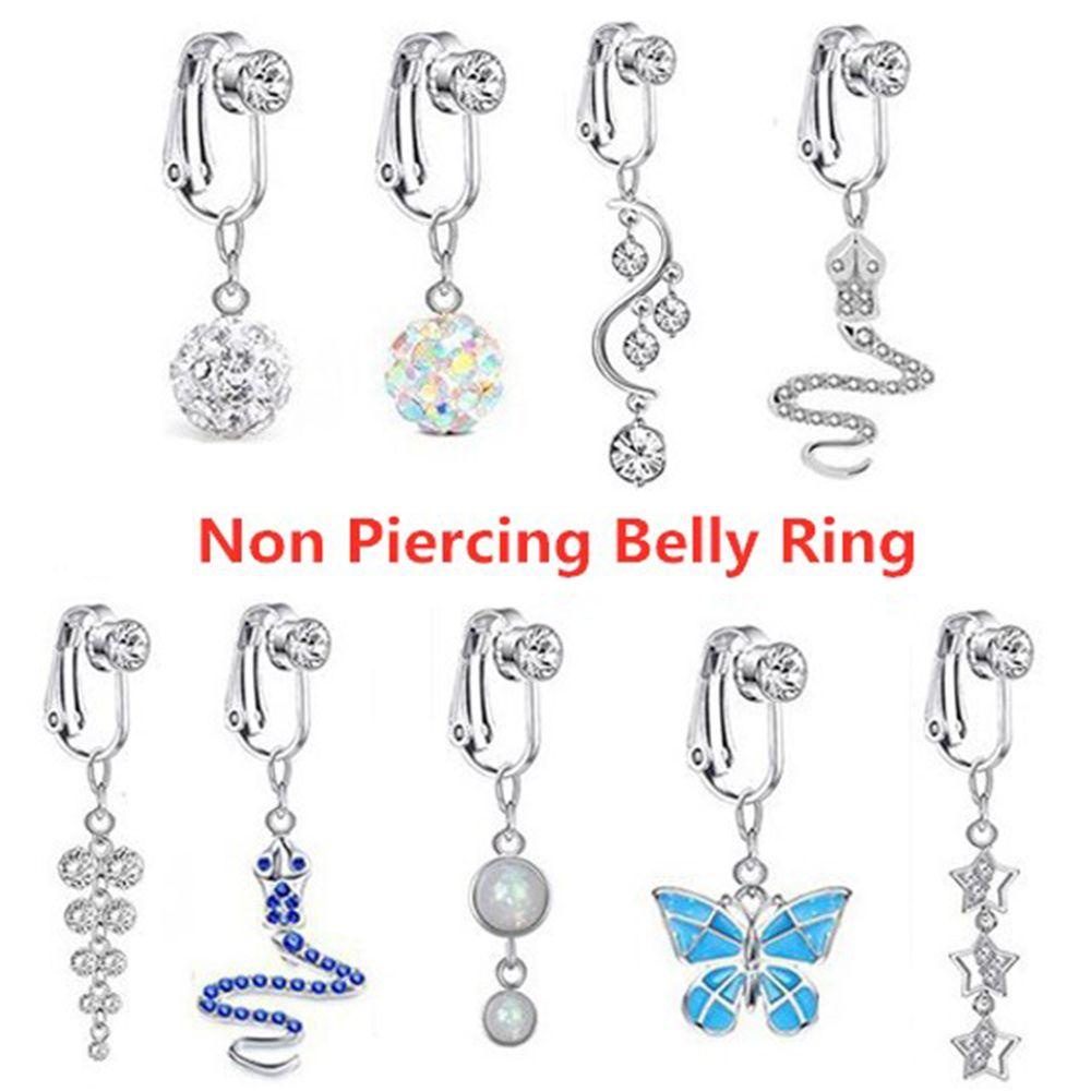 NKSFX Rốn Nhẫn Nữ Đi Biển Phụ Kiện Không Xuyên Kẹp Trên Bông Tai Sụn Kẹp Giả Bụng Xuyên