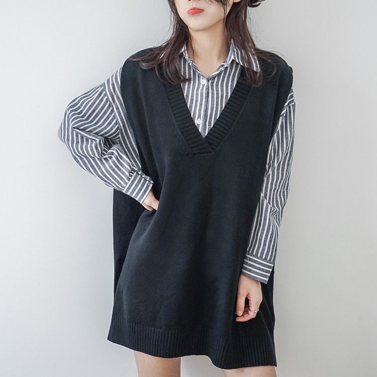 Áo Vest nữ cỡ lớn dệt kim len lười không tay