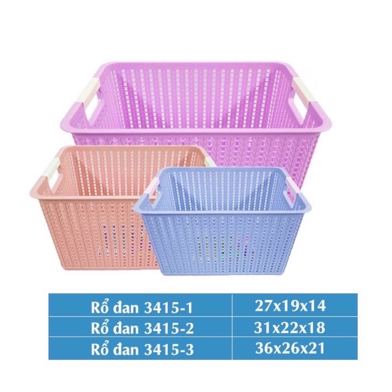 Rổ đan mây nhựa đựng đồ đa năng Việt Nhật, Giỏ đan đựng dụng cụ nhà bếp, quần áo gọn gàng, không nắp - MS3415