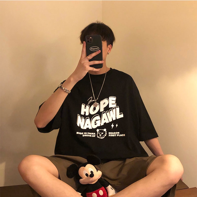 Áo Thun Nam Tay Lỡ HappyFamily Form Rộng Tay Lỡ HOPE NAGAWL Trẻ Trung Chất vải cotton 100 cao cấp