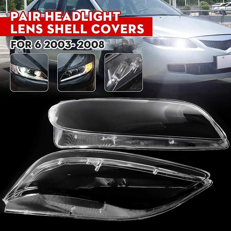 Bộ 2 Ốp Nhựa Trong Suốt Bảo Vệ Đèn Pha Xe Hơi Mazda 6 2003-2008