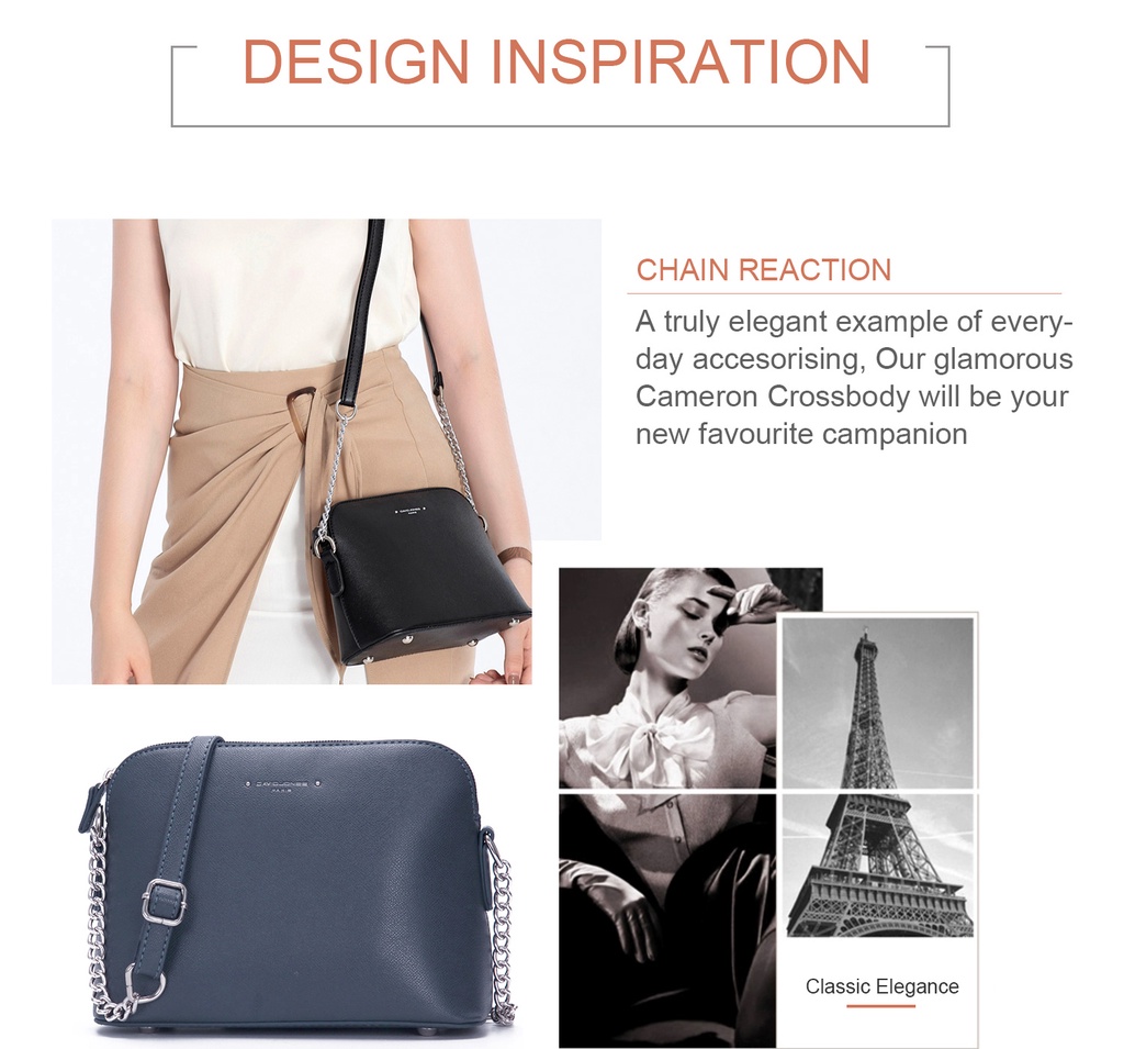 Mô tả Túi đeo chéo DAVID JONES từ da pu phối dây xích thời trang mùa xuân dành cho nữ - 6