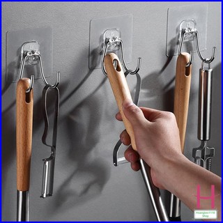 Móc inox chữ V có đầu bọc thép 304 dán tường 2 chân tiện dụng { H }