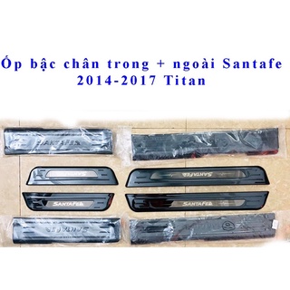 Ốp bậc cửa, nẹp bước chân trong, ngoài xe Hyundai Santafe 2014-2018 - Titan cao cấp