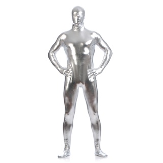 Bộ Đồ Bó Hóa Trang Zentai Bằng Kim Loại Sáng Bóng Có Khóa Kéo Sau Lưng Cho Nam