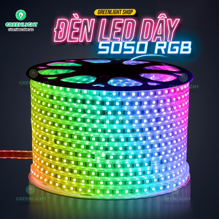 Đèn LED Dây Đổi Màu 5050 RGB 220V loại tốt chuyển đổi màu remote IP68 ...