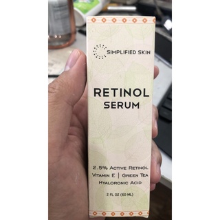 Retinol Serum 2.5% for Face & Eyes (2 oz) with Vitamin A, E, Hyaluronic Acid & Green Tea for Anti-Aging Simplified Skin