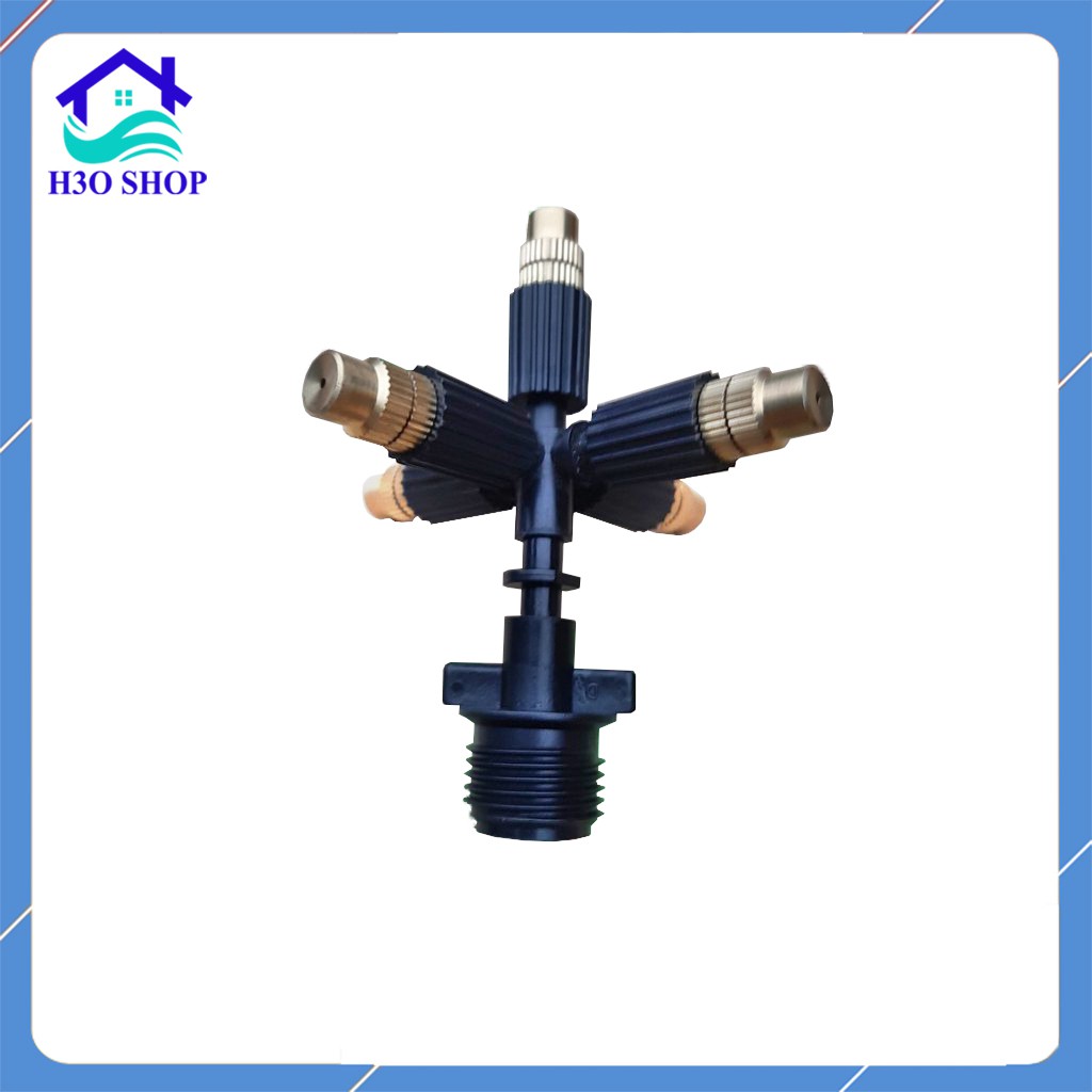 Béc Phun Sương 5 Hướng Đầu Đồng + Ren 21 Và Van Chống Rỉ