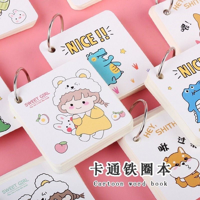 Flashcard học từ vựng vuông 7x7cm giấy đẹp, thiết kế thông minh, tiện học tiếng anh nhật hàn | BigBuy360 - bigbuy360.vn