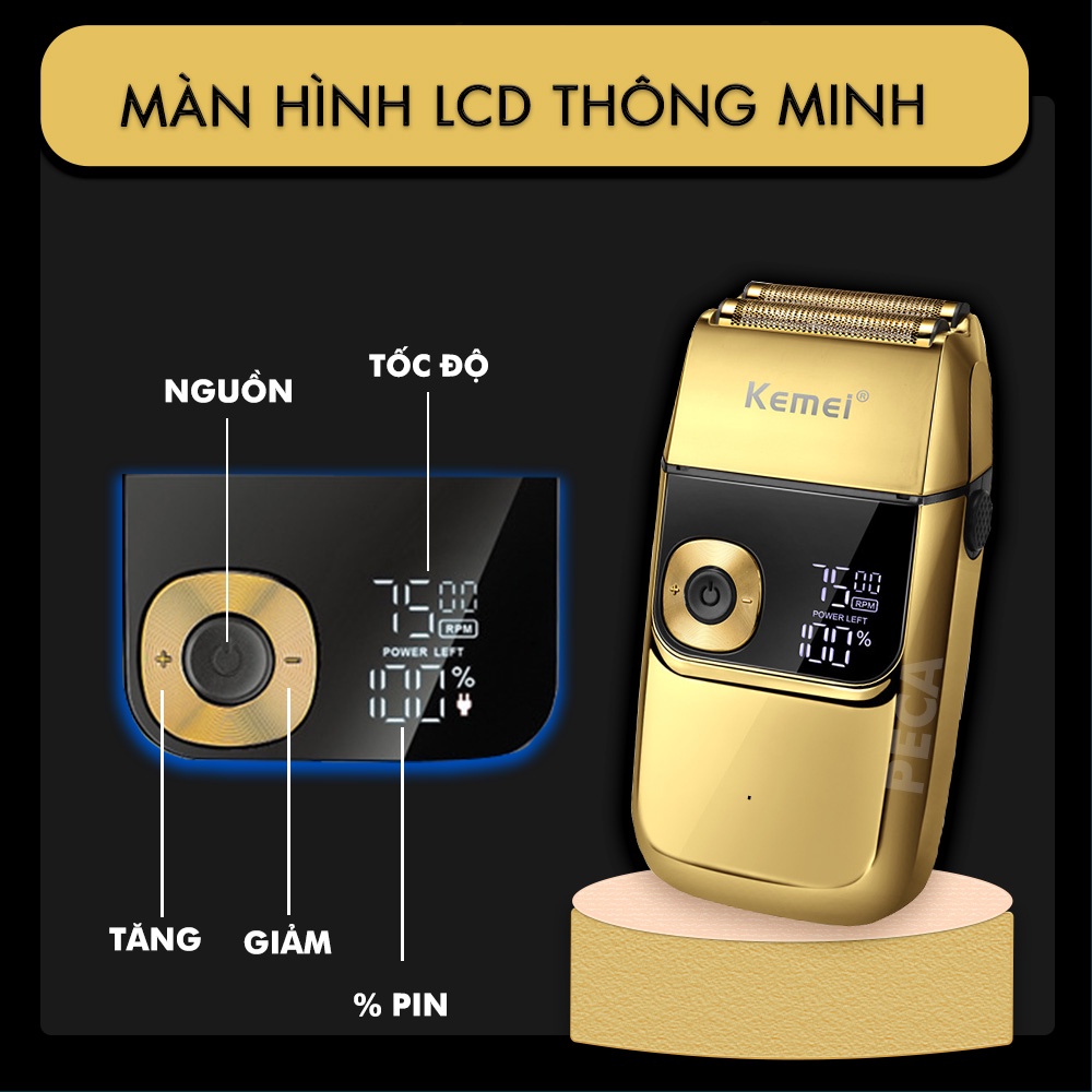 Mô tả Máy cạo râu Kemei KM-2028 màn hình LCD thông minh 3 tốc độ cắt- có thể fade tóc - phân phối chính hãng - 9