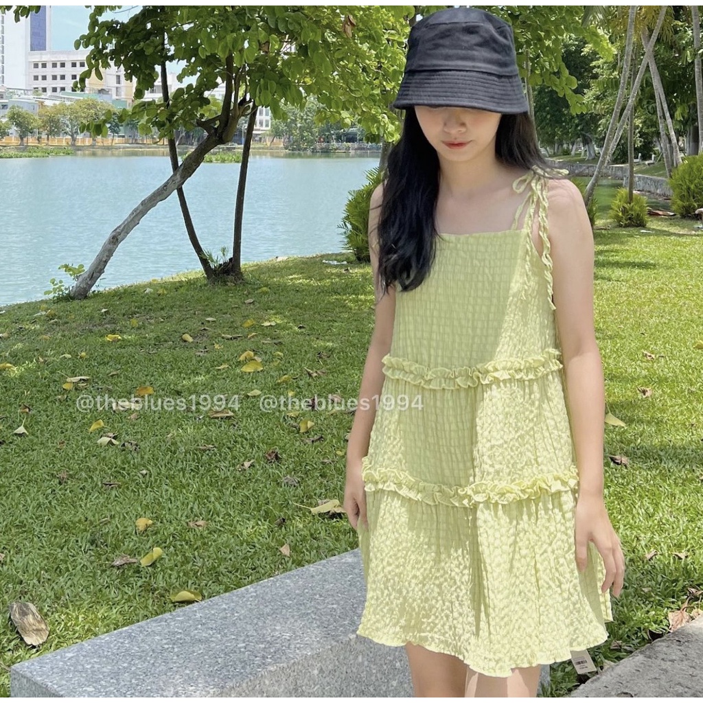 ĐẦM HAI DÂY CỘT VẢI XỐP HAI LỚP DÀY DẶN XIN XẮN - MINA DRESS