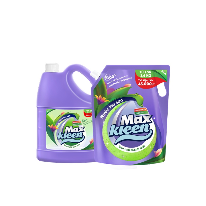 Ảnh Combo Chai Lau Sàn 3.6kg + Túi Lau Sàn 3.6kg MaxKleen Ban mai thanh mát 1