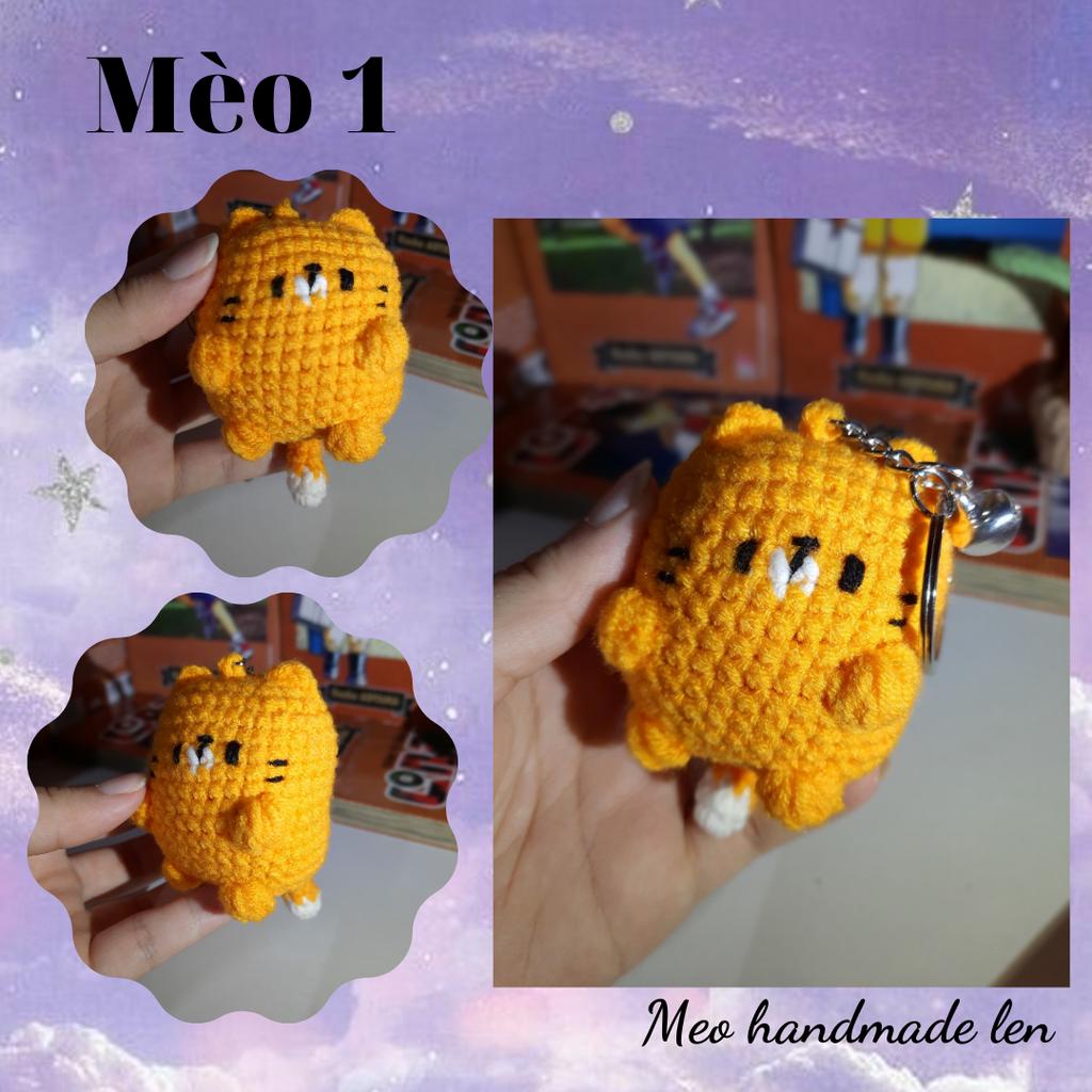 Móc khóa mèo vàng - Handmade len - Amigurumi - Crochet (có chuông)