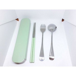 Bộ thìa đũa muỗng dĩa inox 304 mạ bạc cán dài cao cấp sang chảnh Dụng cụ cá nhân ăn cơm văn phòng dã ngoại giadunghanoi3