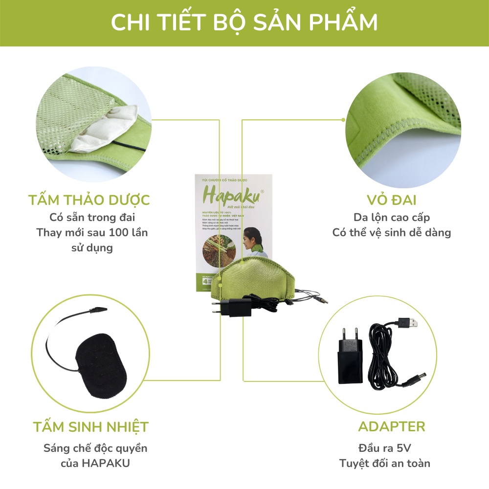 Mô tả Đai Chườm Thảo Dược Cổ Gáy Hapaku, Giảm Đau Nhức Mỏi Cổ Gáy, Thư Giãn Ngủ Ngon - 2