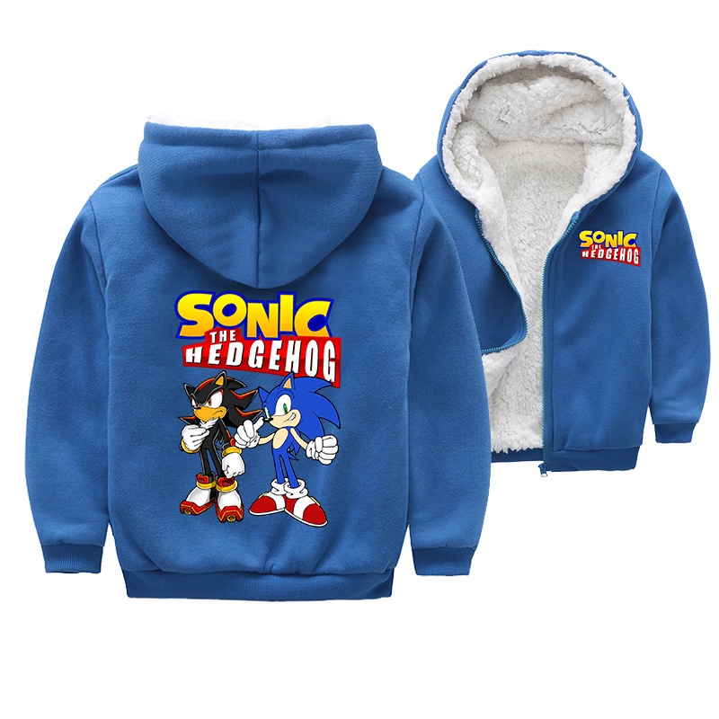 Sonic the Hedgehog Trẻ Em Dây Kéo Áo Khoác Trẻ Em Áo Khoác Dày Bé Trai Cừu Len Áo Khoác Ngoài Trẻ Em