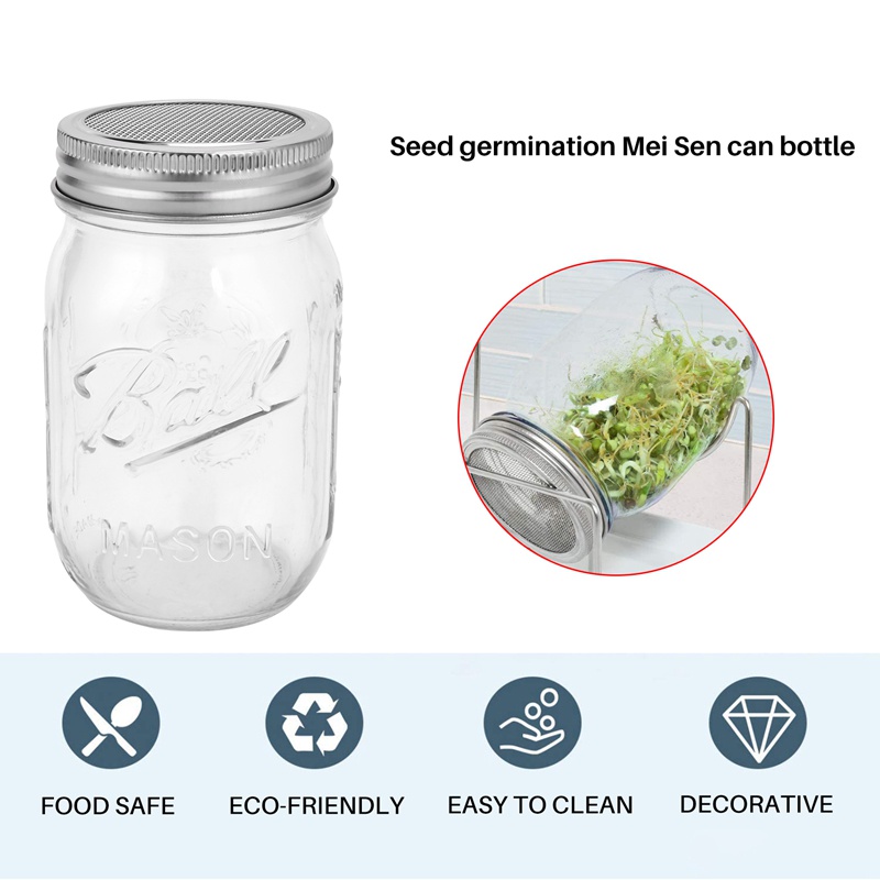 Lọ nảy mầm có nắp màn hình bằng thép không gỉ Quart Mason Sprouter