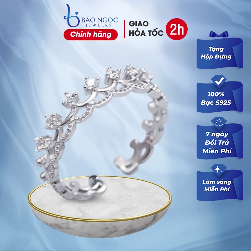 Nhẫn bạc nữ S925 Bảo Ngọc Jewelry N2455 cao cấp