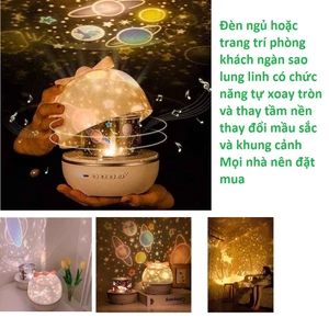 Đèn ngủ hoặc đèn trang trí trong phòng có chức năng chiếu sáng lên trần nhà trang trí nhiều mầu sắc và hình ảnh