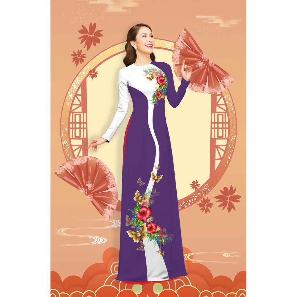 ÁO DÀI TRUYỀN THỐNG IN HAI MÀU CAO CẤP - KHÔNG KÈM QUẦN | Shopee ...