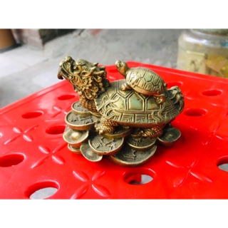 Long Quy Rùa cõng con các cỡ nhỏ bằng đồng vật phẩm phong thuỷ