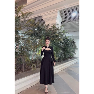 Váy maxi nữ phối nhũ loại 1 thiết kế cổ khoét dáng xòe tiểu thư siêu xinh, Đầm nữ dự tiệc trẻ trung rẻ đẹp
