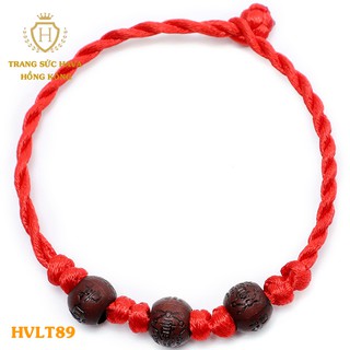Sợi Chỉ Đỏ Lắc Tay Nam, Vòng Tay Nữ  Gỗ Dâu Tài Lộc May Mắn- Trang Sức Hava Hong Kong - HVLT89