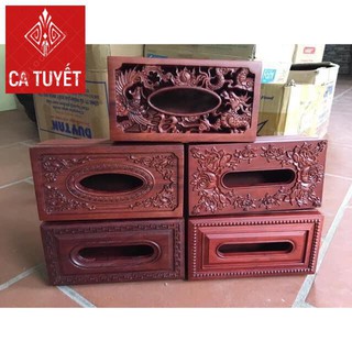 Hộp đựng giấy ăn gỗ hương cao cấp Long Phụng