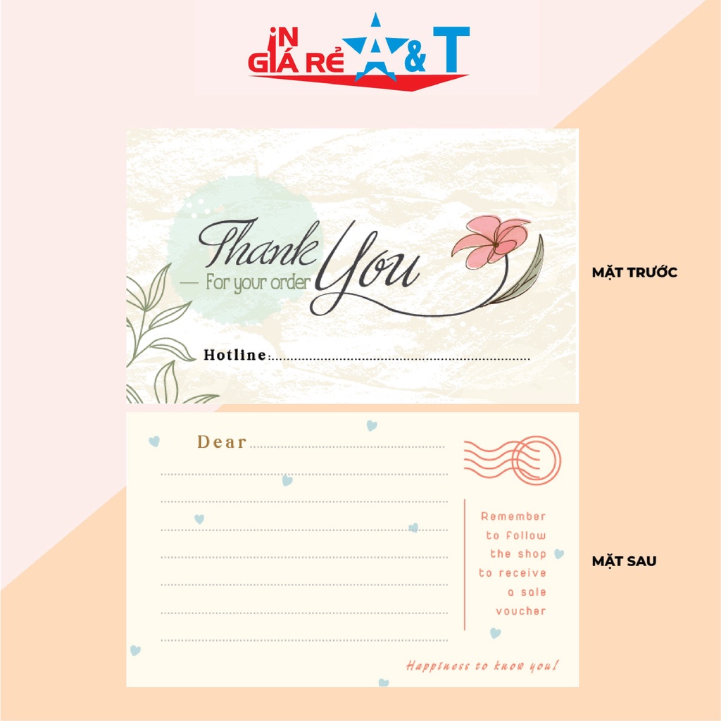 THẺ CẢM ƠN/THANKS CARD - NỘI DUNG TỰ VIẾT -  HÀNG CÓ SẴN 100 CÁI