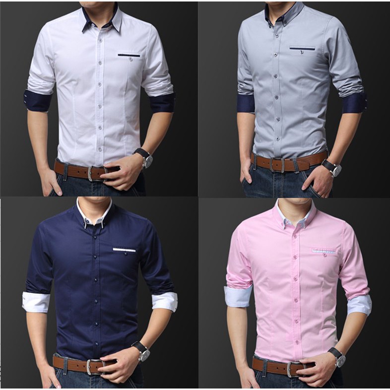 Áo Sơ Mi Nam Tay DàI MàU SắC Trơn Size M-5XL