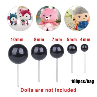 Risedot 100 Cái / túi Kính Đen Mắt Quà Tặng Giáng Sinh Nhựa 4 / 5 / 7 / 8 / 10 Mm Gấu Kim nỉ