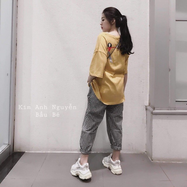 Bộ áo vàng quần kẻ NSU828