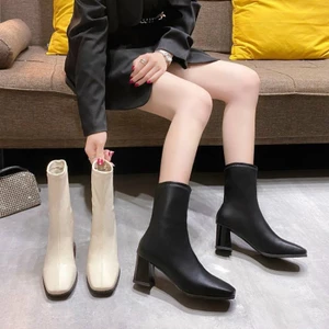 Boot da trơn mũii vuông kèm clip thật