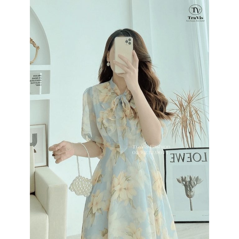 (HCM) ĐẦM XÒE VOAN HOA SANG TRỌNG  - THỜI TRANG TÔN DÁNG , SANG CHẢNH QUÝ PHÁI CHO CÁC NÀNG HIYU FASHION