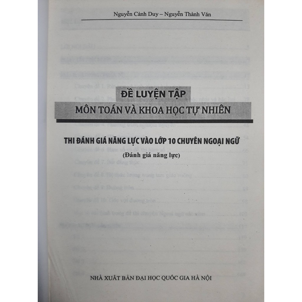 Ảnh Sách - Đề luyện tập môn Toán & khoa học tự nhiên - Thi đánh giá năng lực vào lớp 10 chuyên Ngoại Ngữ 3