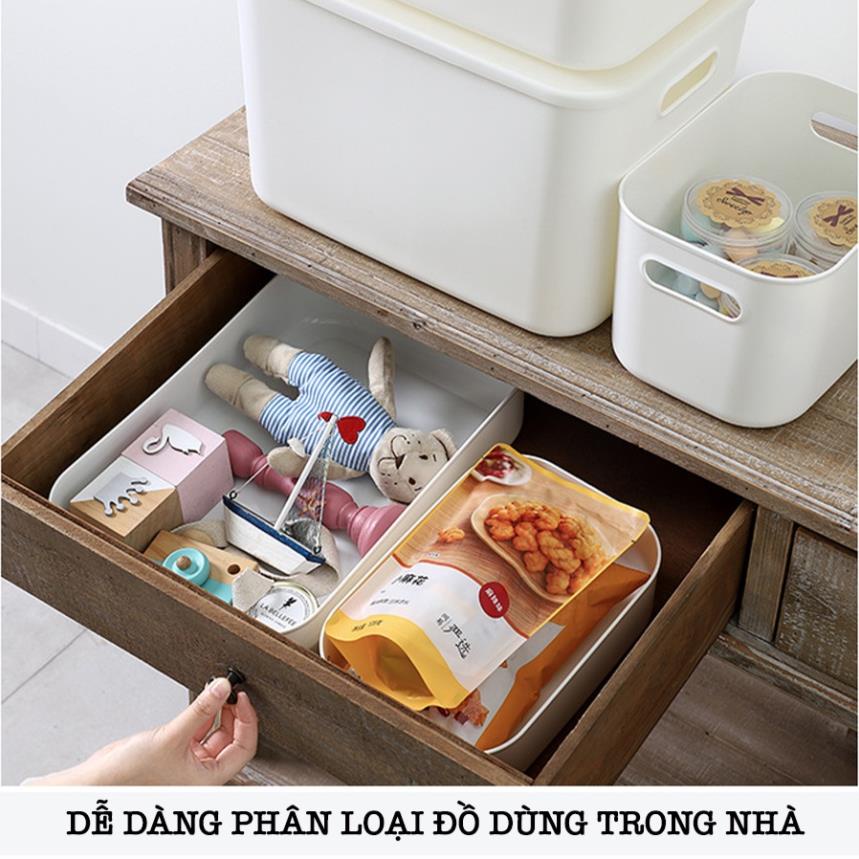 Hộp Đựng Đồ Có Nắp Enoda Home Màu Trắng Cao Cấp Để Bàn Decor Nhiều Kích Thước Q003