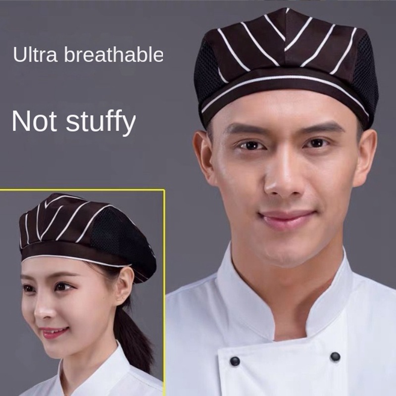 Mũ đầu bếp quán cà phê quầy bar bồi bàn làm việc beret khách sạn quần áo làm việc đầu bếp bồi bàn mũ nướng lưới thoáng khí | BigBuy360 - bigbuy360.vn