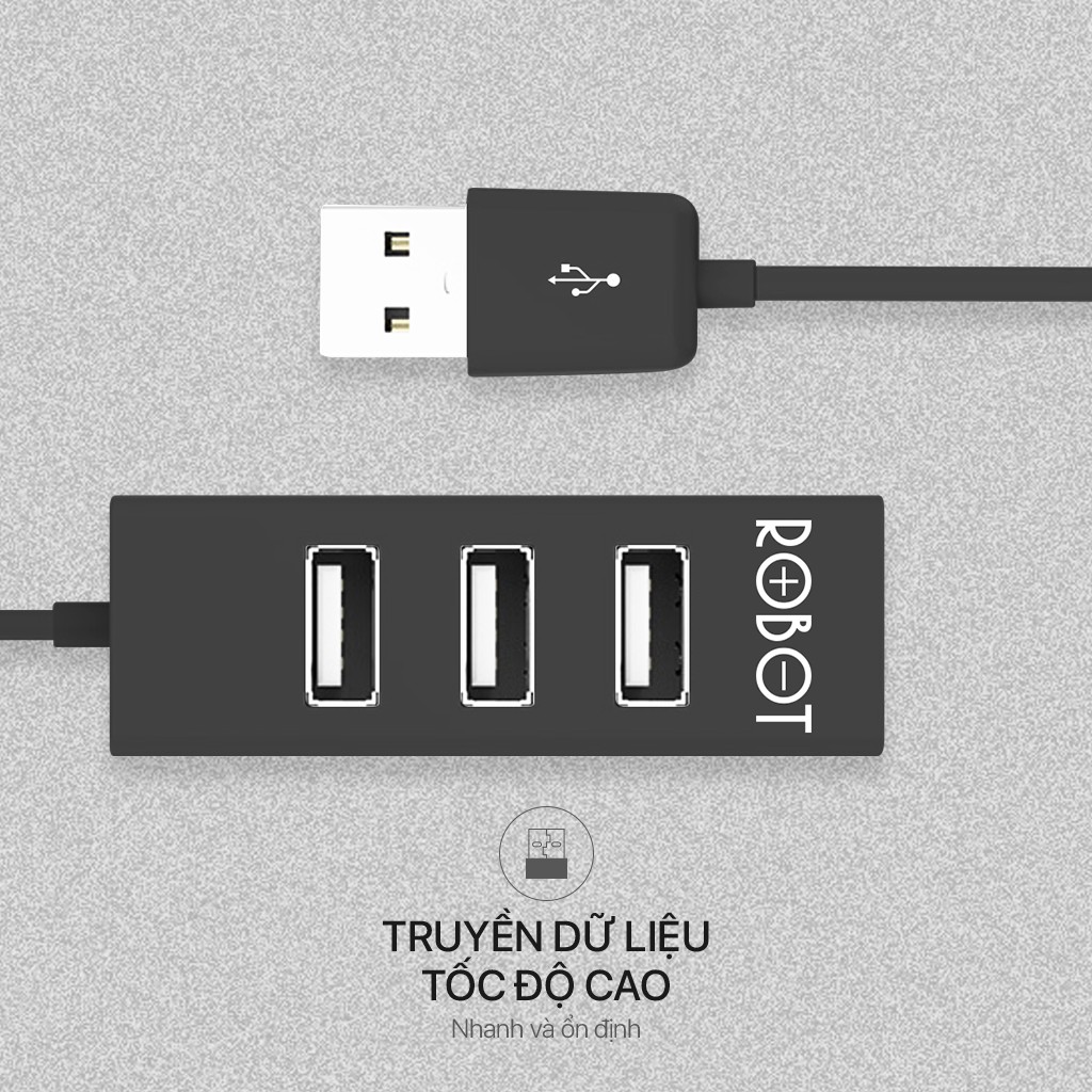 Ảnh HUB Chuyển Đổi Chia Cổng USB ROBOT H140-80 Mở Rộng 4 Cổng USB 2.0 Dây Nối Dài 80 Cm 4