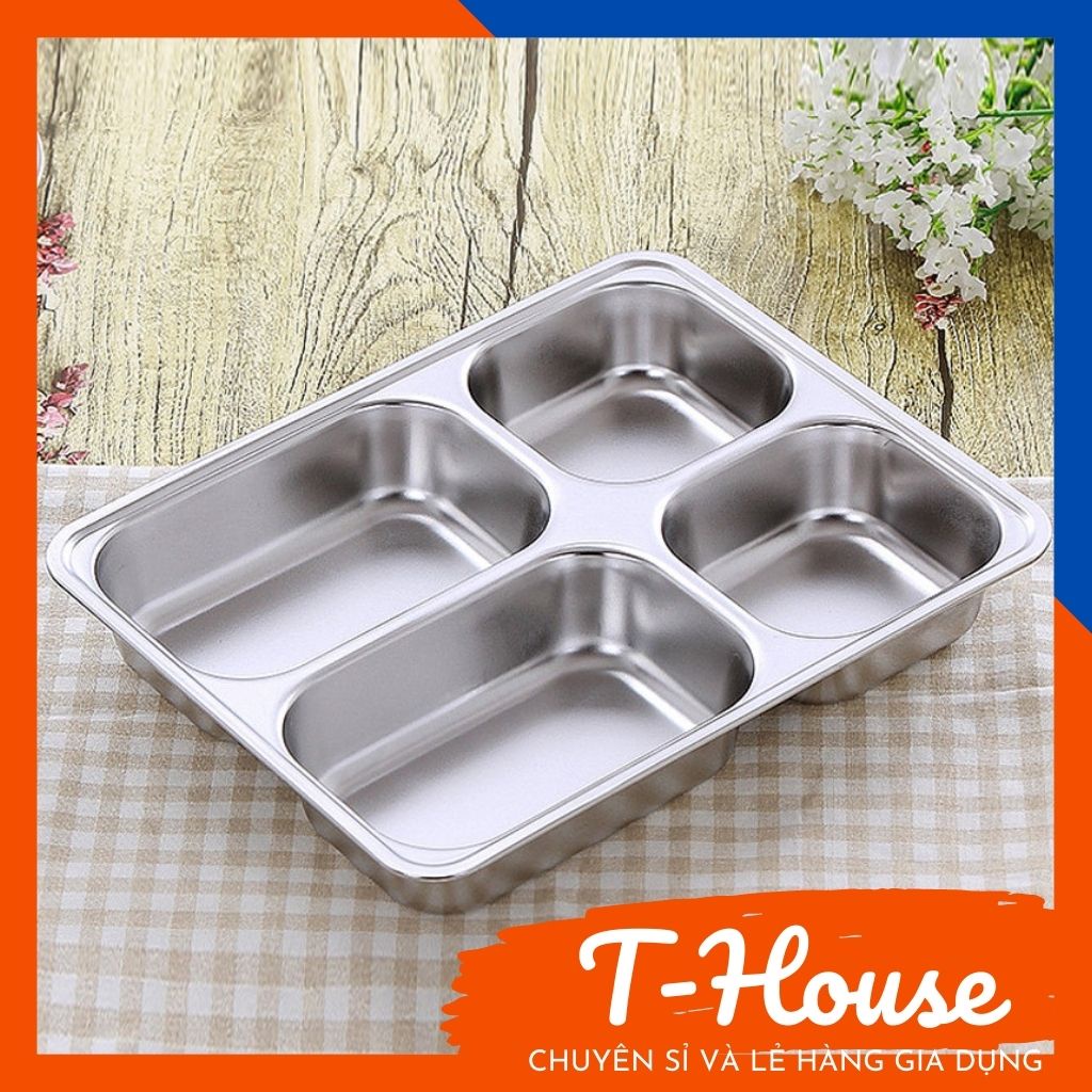 Khay Cơm Inox 304-Khay Cơm Inox Sâu Lòng 4 Ngăn Cao Cấp | Shopee Việt Nam