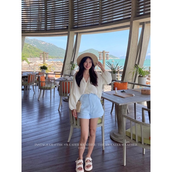 Quần short vải cut out vạt the.sweaterweather TSW (ảnh thật)