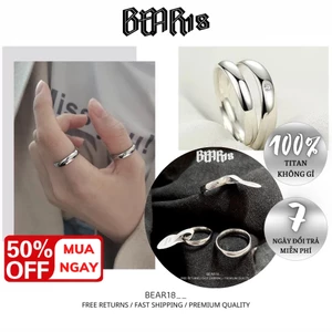 Nhẫn trơn bạc cho nam nữ cặp đôi thép titan không gỉ phong cách đơn giản