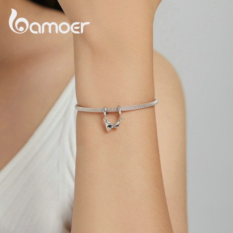 Hạt Charm Bamoer BSC505 Mẫu Tay Nắm Tay Bằng Bạc 925 Dùng Để Tự Làm Vòng Tay/Dây Chuyền