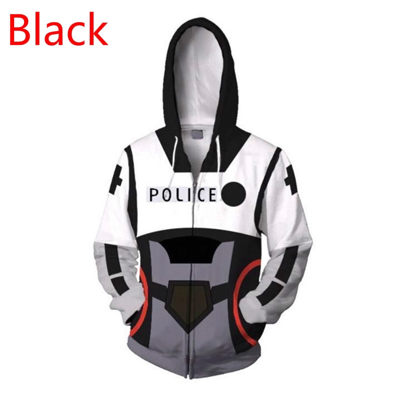 Cybercop Dây Kéo Áo Khoác Anime Áo Len 3D Áo Khoác Ngoài